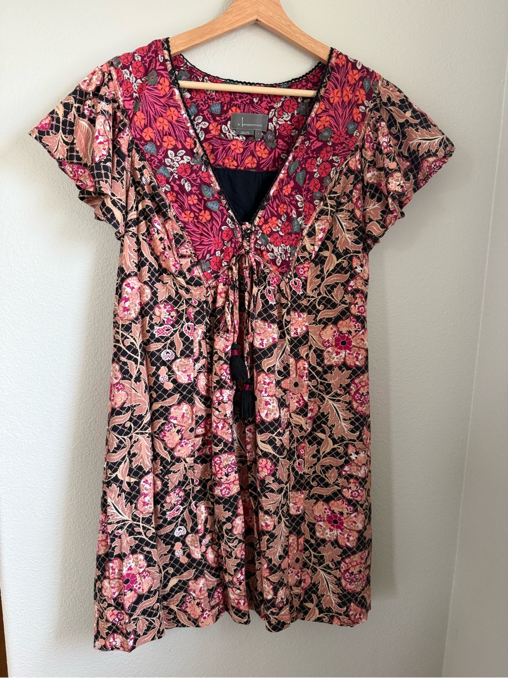 Anthropologie Burgundy Floral Dress